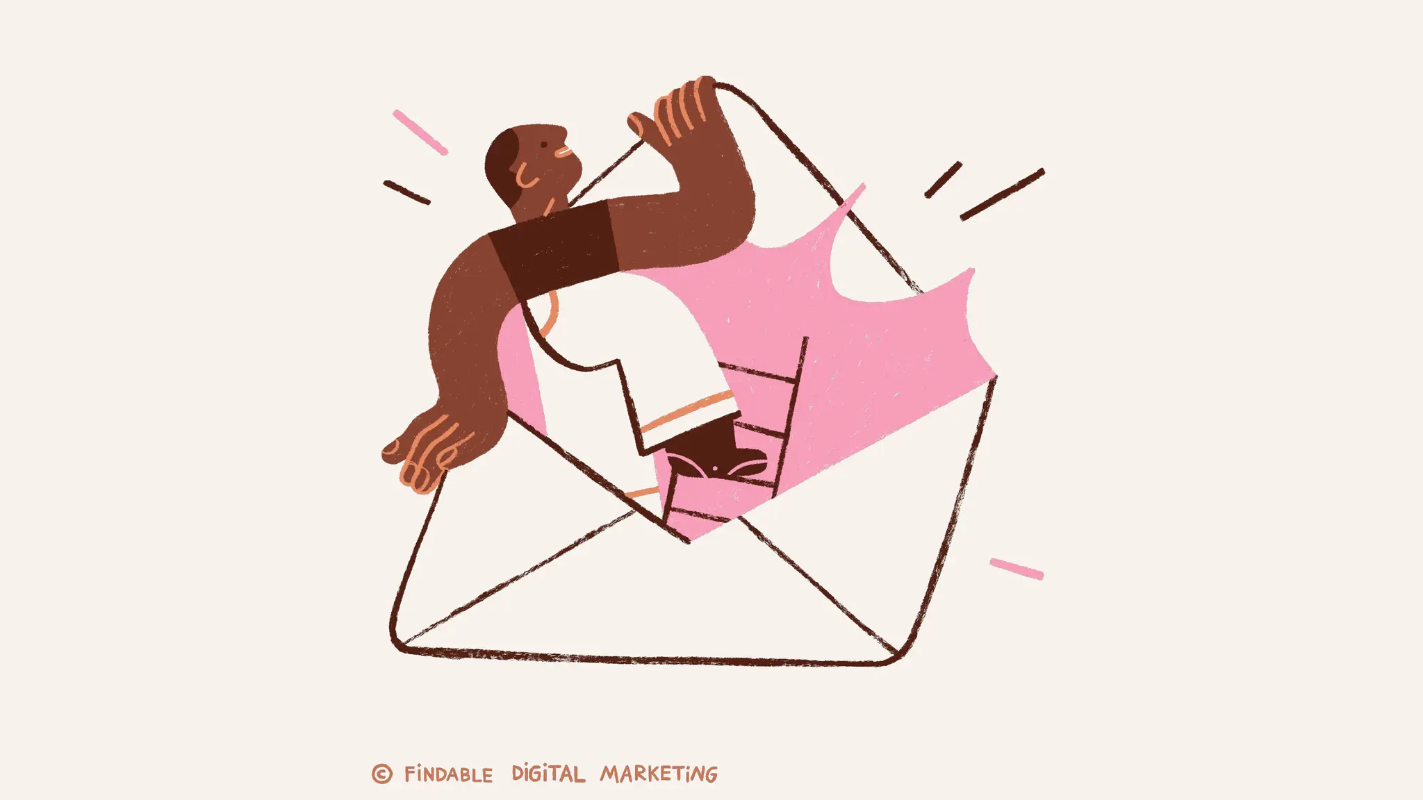illustration of person coming out of newsletter