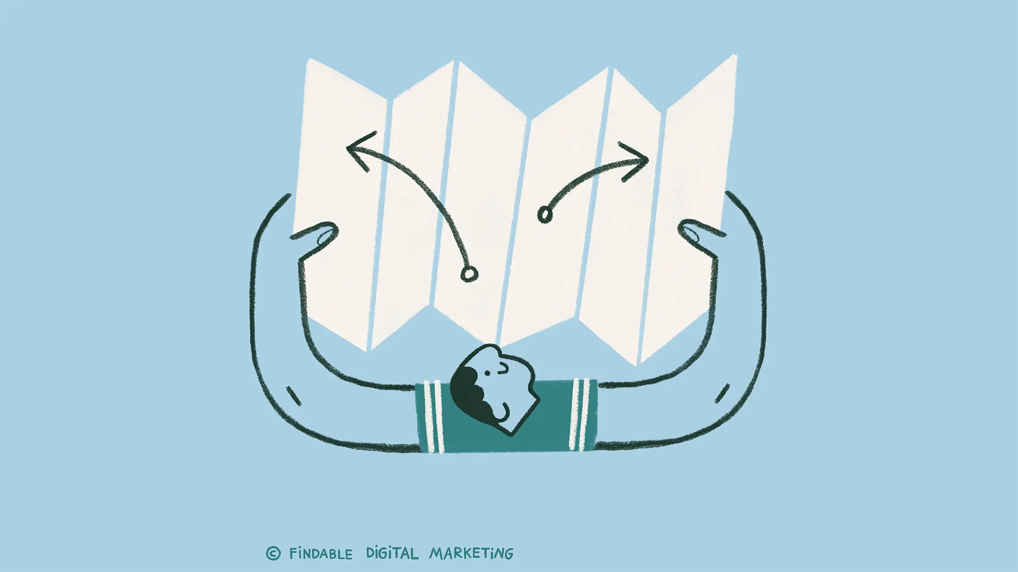 Character holding opened paper